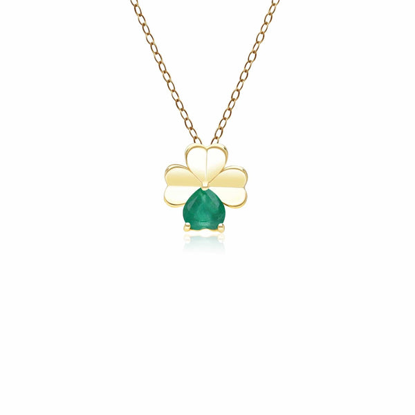 gemondo Gardenia Emerald Clover Pendant Necklace in 9ct Yellow Gold