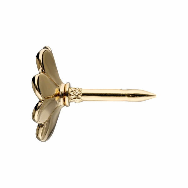 Gemondo Gardenia Emerald Clover Pin In 9ct Yellow Gold
