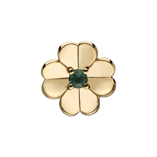 gemondo Gardenia Emerald Clover Pin In 9ct Yellow Gold