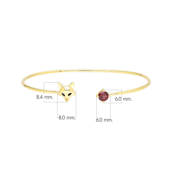 Gemondo Gardenia Garnet Fox Bangle In 9ct Yellow Gold