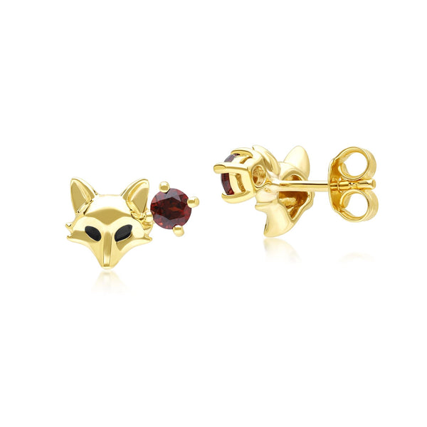 Gemondo Gardenia Garnet Fox Earrings In 9ct Yellow Gold