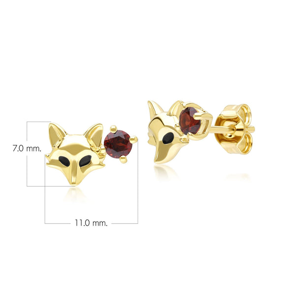 Gemondo Gardenia Garnet Fox Earrings In 9ct Yellow Gold