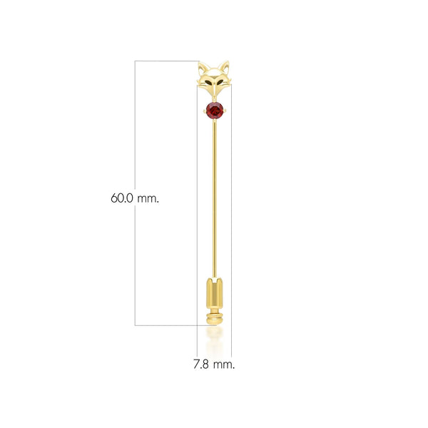 Gemondo Gardenia Garnet Fox Lapel Pin In 9ct Yellow Gold