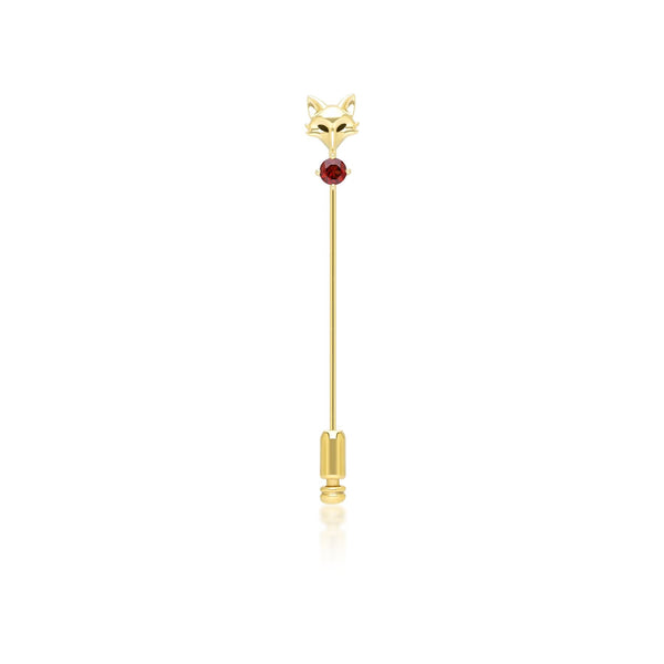 gemondo Gardenia Garnet Fox Lapel Pin In 9ct Yellow Gold