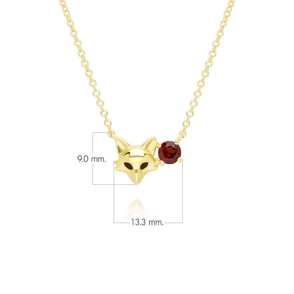 Gemondo Gardenia Garnet Fox Necklace In 9ct Yellow Gold