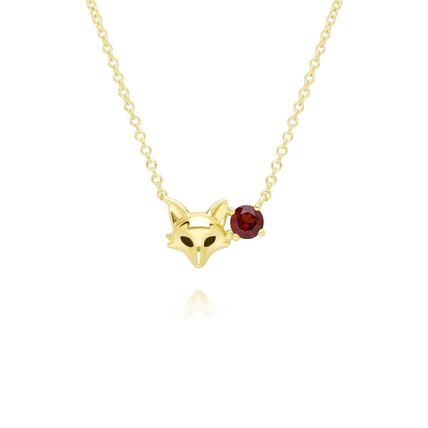 gemondo Gardenia Garnet Fox Necklace In 9ct Yellow Gold