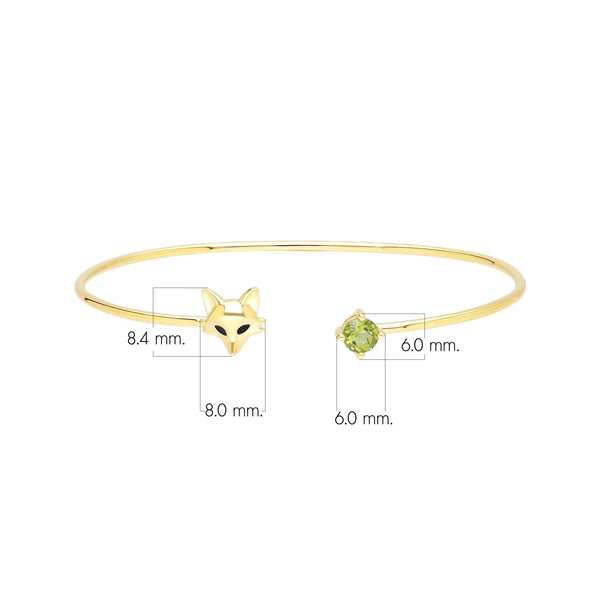 Gemondo Gardenia Peridot Fox Bangle In 9ct Yellow Gold