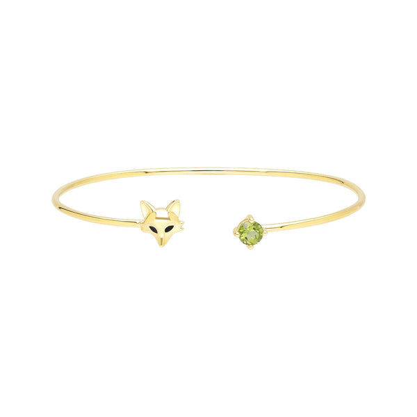 gemondo Gardenia Peridot Fox Bangle In 9ct Yellow Gold