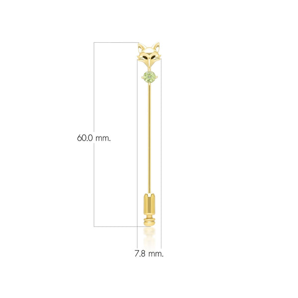 Gemondo Gardenia Peridot Fox Lapel Pin In 9ct Yellow Gold