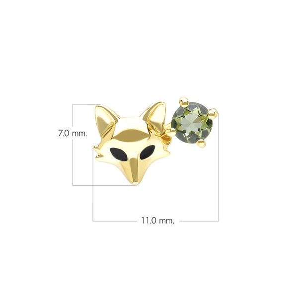 Gemondo Gardenia Peridot Fox Pin In 9ct Yellow Gold