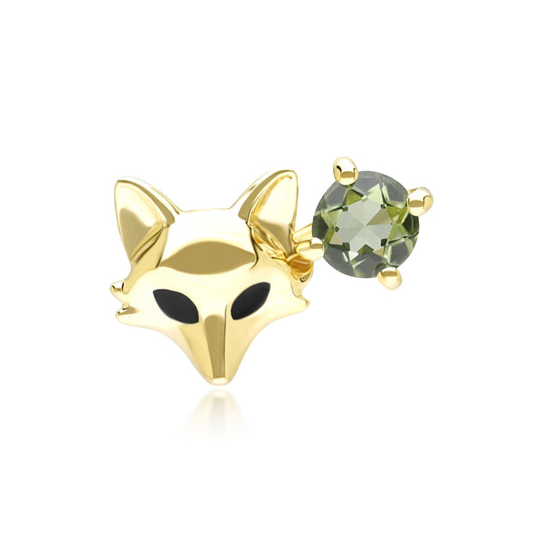 gemondo Gardenia Peridot Fox Pin In 9ct Yellow Gold