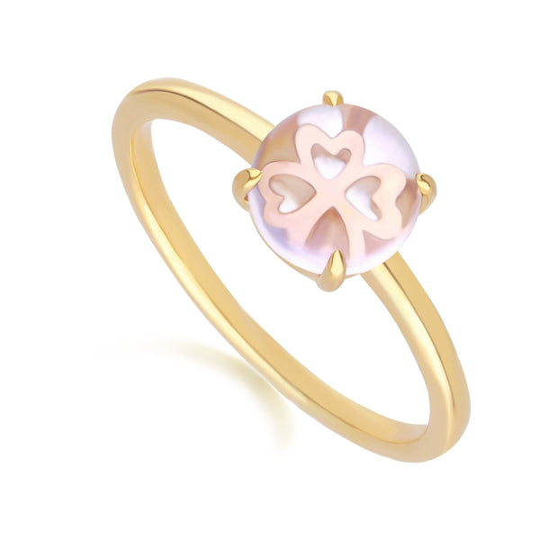 Gemondo Gardenia Pink Amethyst Cabochon Ring In Gold Plated Sterling Silver