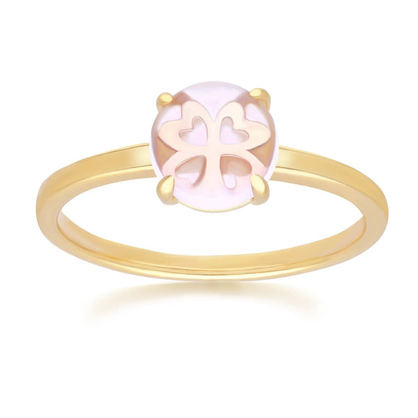 gemondo Gardenia Pink Amethyst Cabochon Ring in Gold Plated Sterling Silver