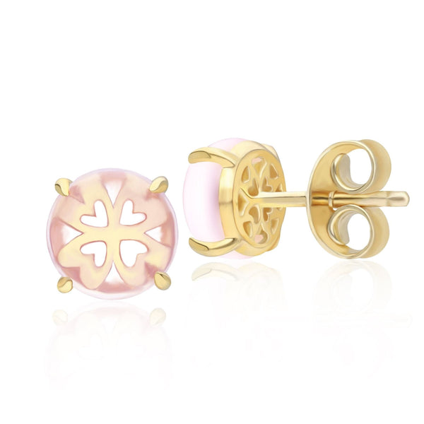 Gemondo Gardenia Pink Amethyst Cabochon Stud Earrings In Gold Plated Sterling Silver