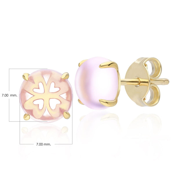 Gemondo Gardenia Pink Amethyst Cabochon Stud Earrings In Gold Plated Sterling Silver