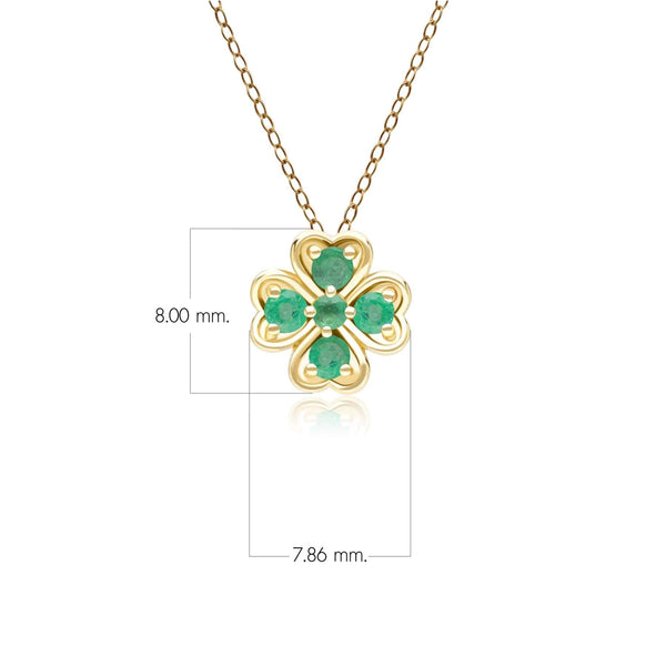 Gemondo Gardenia Round Emerald Clover Pendant Necklace In 9ct Yellow Gold