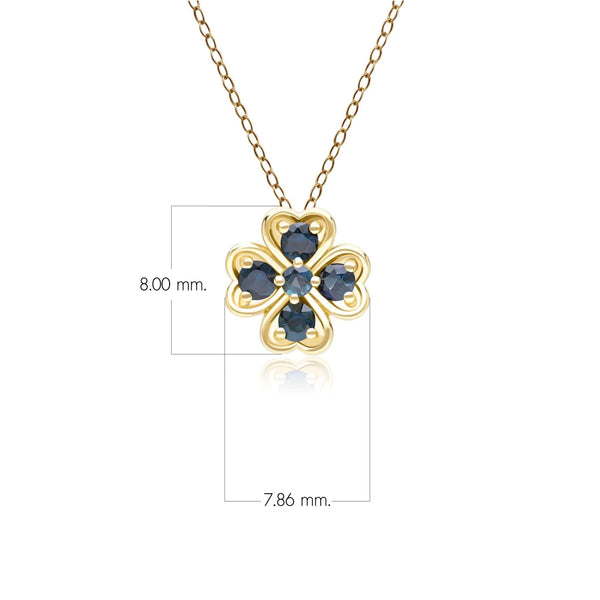 Gemondo Gardenia Round Sapphire Clover Pendant Necklace In 9ct Yellow Gold