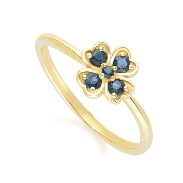Gemondo Gardenia Round Sapphire Clover Ring In 9ct Yellow Gold