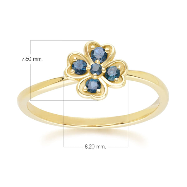 Gemondo Gardenia Round Sapphire Clover Ring In 9ct Yellow Gold