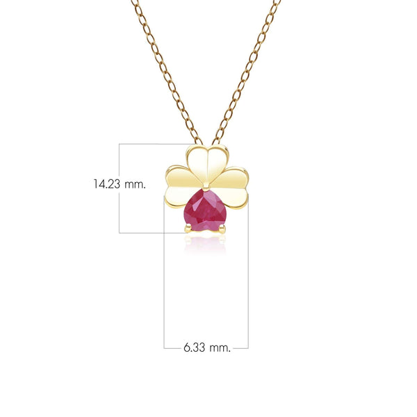 Gemondo Gardenia Ruby Clover Pendant Necklace In 9ct Yellow Gold
