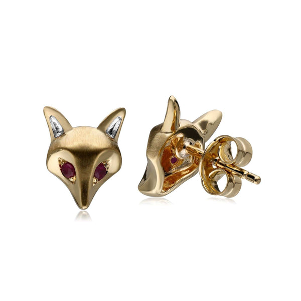 Gemondo Gardenia Ruby Fox Earrings In 9ct Yellow Gold