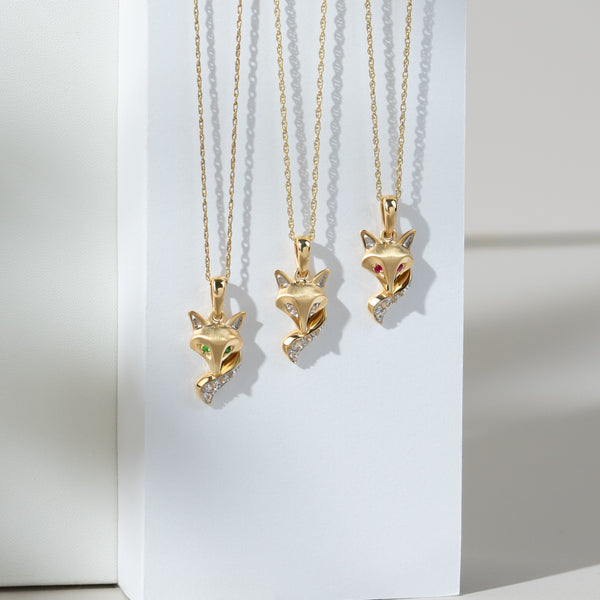 Gemondo Gardenia Ruby Fox Pendant Necklace In 9ct Yellow Gold