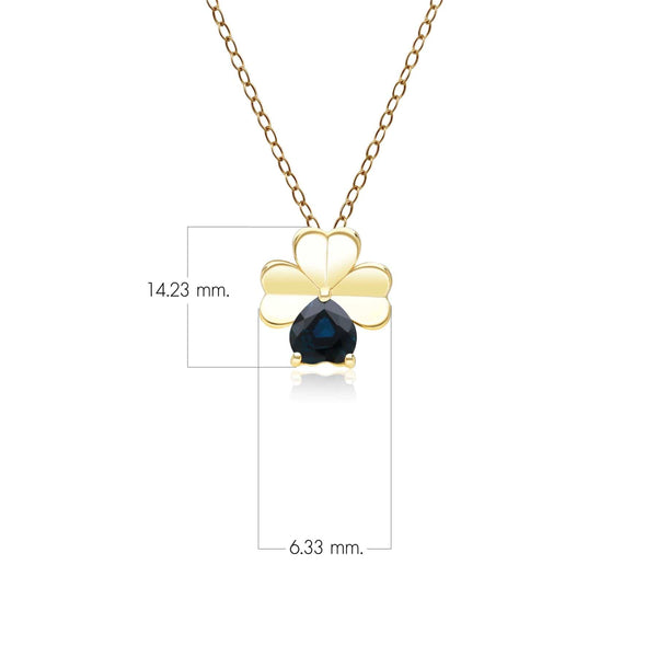 Gemondo Gardenia Sapphire Clover Pendant Necklace In 9ct Yellow Gold