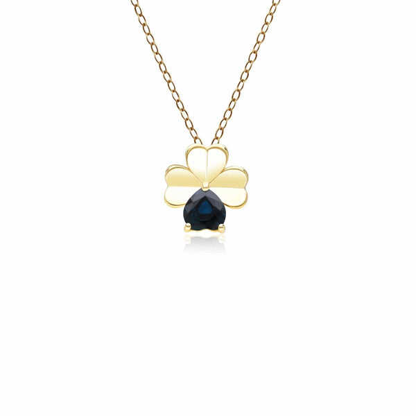 gemondo Gardenia Sapphire Clover Pendant Necklace in 9ct Yellow Gold