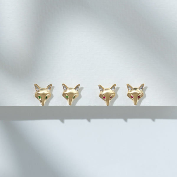 Gemondo Gardenia Tsavorite Fox Earrings In 9ct Yellow Gold