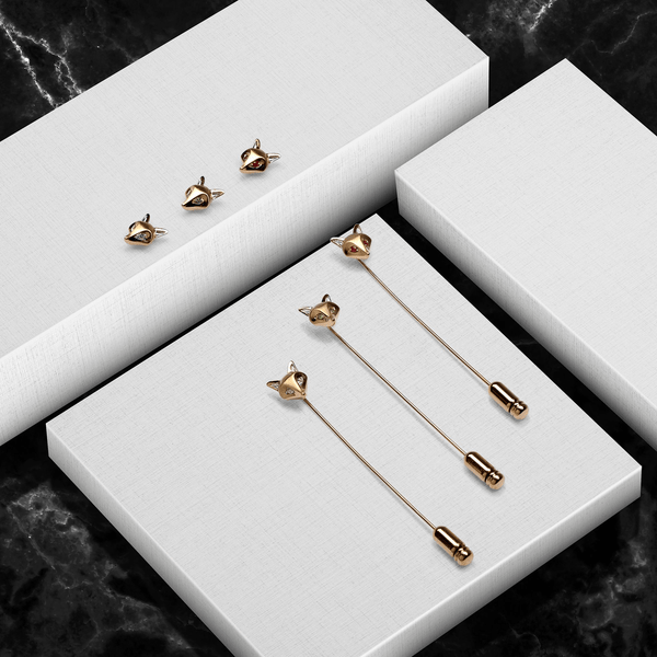 Gemondo Gardenia Tsavorite Fox Pin In 9ct Yellow Gold