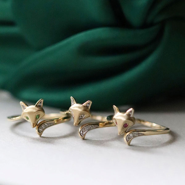Gemondo Gardenia Tsavorite Fox Ring In 9ct Yellow Gold