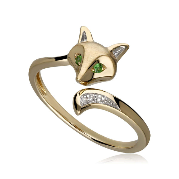 gemondo Gardenia Tsavorite Fox Ring In 9ct Yellow Gold