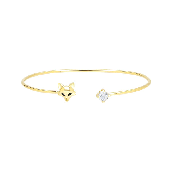 gemondo Gardenia White Topaz Fox Bangle In 9ct Yellow Gold