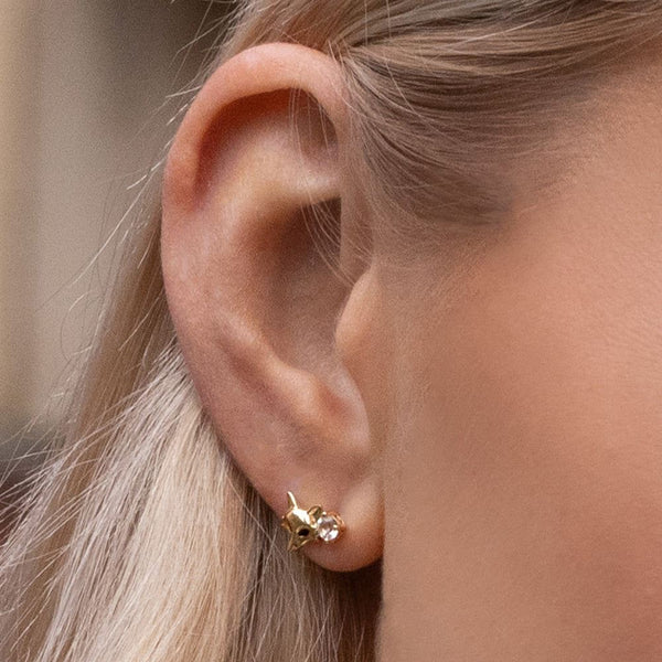 Gemondo Gardenia White Topaz Fox Earrings In 9ct Yellow Gold