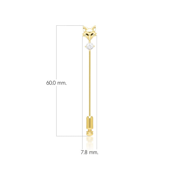 Gemondo Gardenia White Topaz Fox Lapel Pin In 9ct Yellow Gold