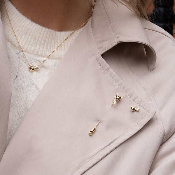 Gemondo Gardenia White Topaz Fox Necklace In 9ct Yellow Gold