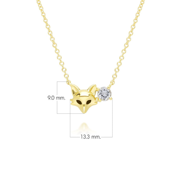 Gemondo Gardenia White Topaz Fox Necklace In 9ct Yellow Gold