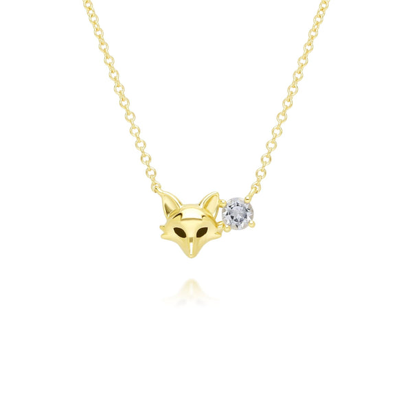 gemondo Gardenia White Topaz Fox Necklace In 9ct Yellow Gold