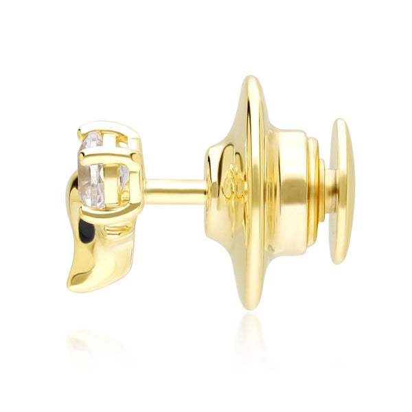 Gemondo Gardenia White Topaz Fox Pin In 9ct Yellow Gold