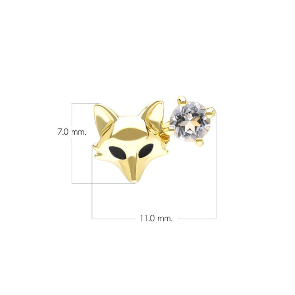 Gemondo Gardenia White Topaz Fox Pin In 9ct Yellow Gold