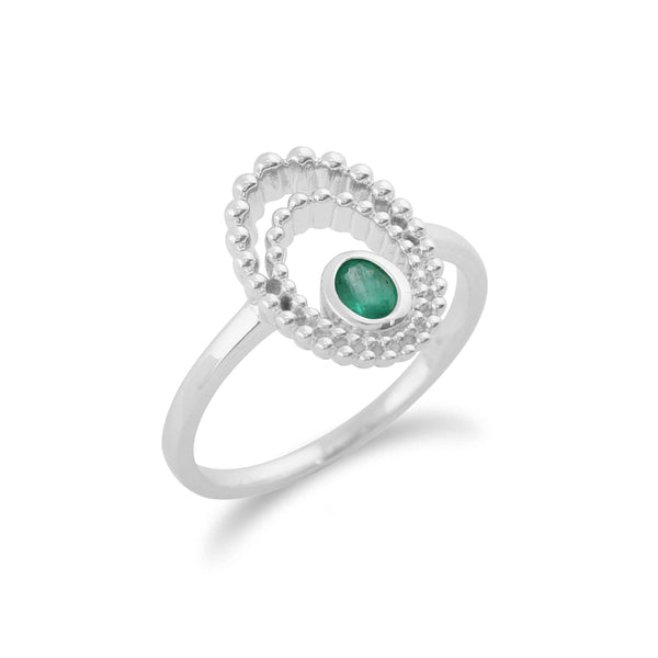 gemondo Gemondo 925 Sterling Silver 0.18ct Emerald Ring