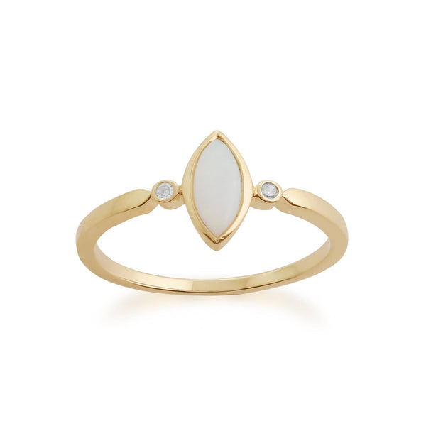 Gemondo Gemondo 9ct Yellow Gold 0.25ct Opal & Diamond Ring