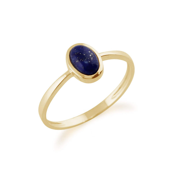 Gemondo Gemondo 9ct Yellow Gold 0.56ct Lapis Lazuli Single Stone Oval Framed Ring