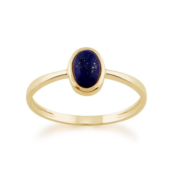 gemondo Gemondo 9ct Yellow Gold 0.56ct Lapis Lazuli Single Stone Oval Framed Ring