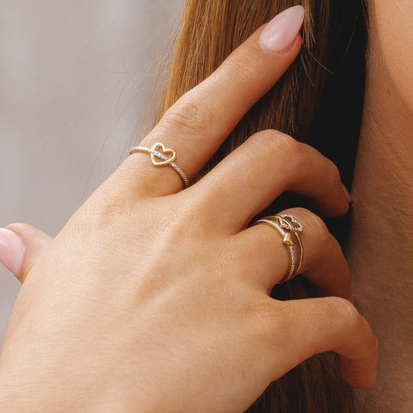 Gemondo Diamond Love Heart Ring In 9ct Yellow Gold