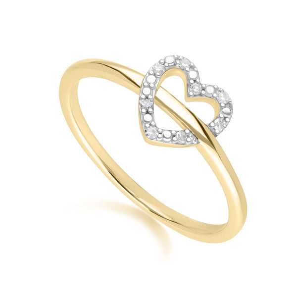 Gemondo Diamond Love Heart Ring In 9ct Yellow Gold