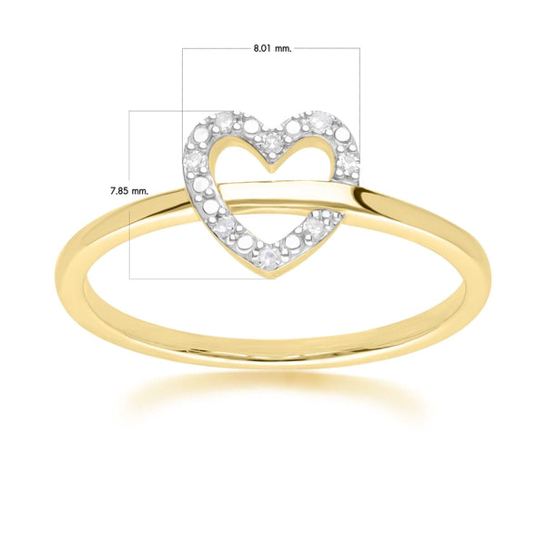 Gemondo Diamond Love Heart Ring In 9ct Yellow Gold