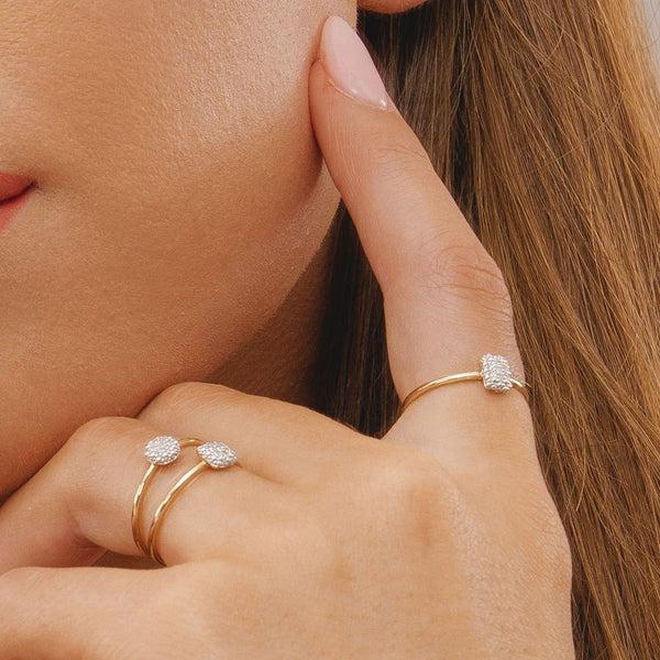 Gemondo Diamond Pave Round Ring In 9ct Yellow Gold