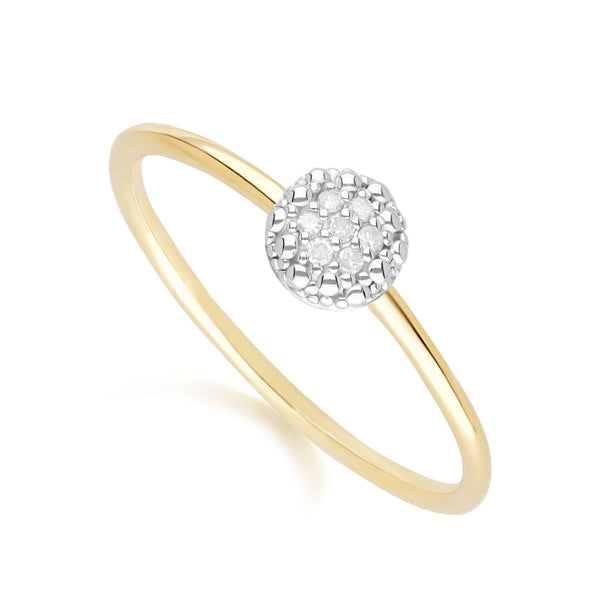 Gemondo Diamond Pave Round Ring In 9ct Yellow Gold