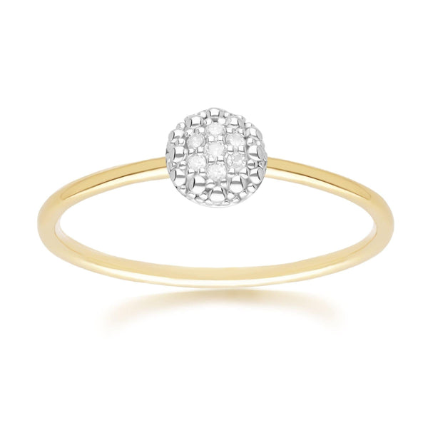 gemondo Diamond Pave Round Ring in 9ct Yellow Gold